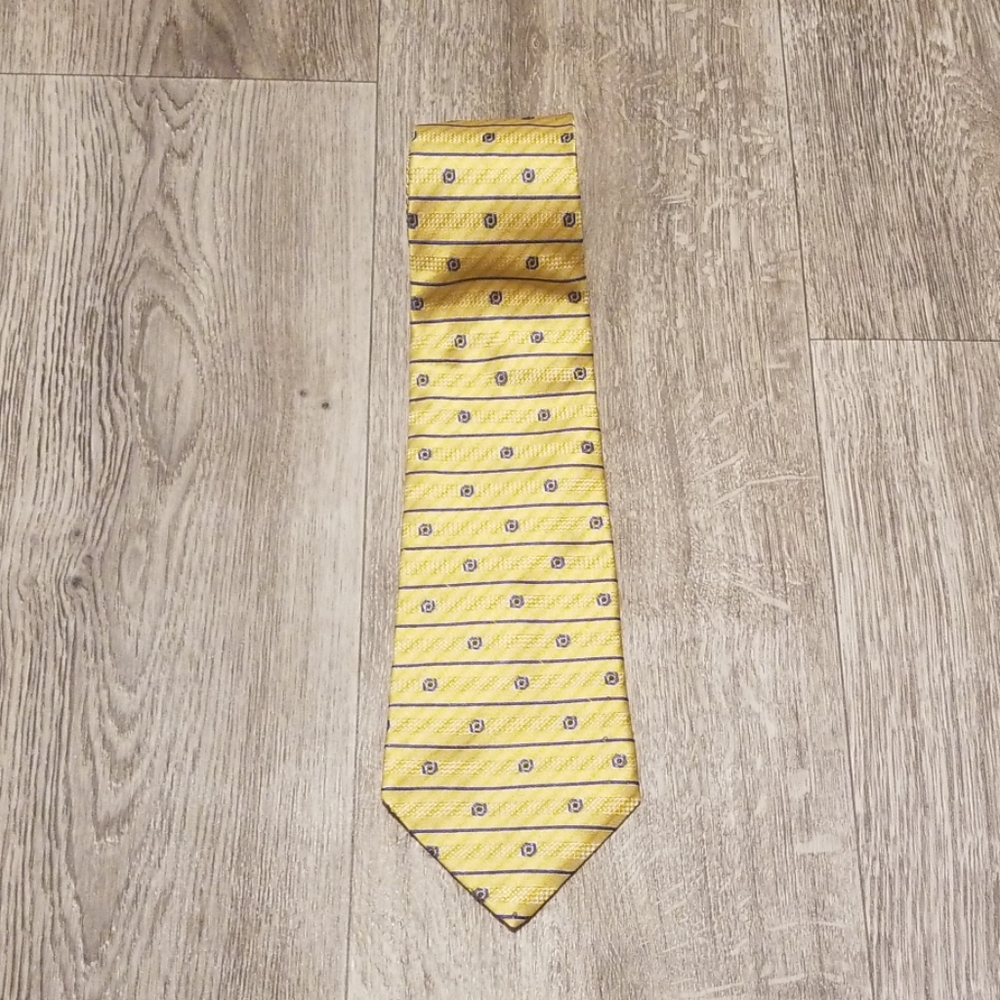 Tommy Hilfiger 100% silk neck tie, gold, blue